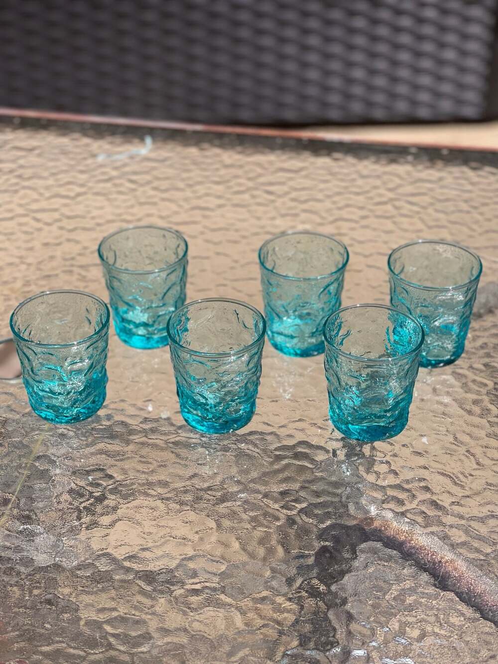 Anchor Hocking Lido Milano Aqua Crinkle Glass Juice Tumblers Set of 6 - Picture 4 of 6